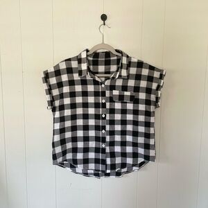 SHEIN Monochrome Plaid Button Down Shirt